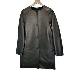 Reiss Andie Black Lamb Leather Car Coat/Jacket Size Medium